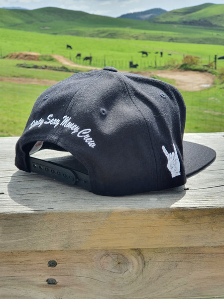 Snapback Caps - Black cap & White logos