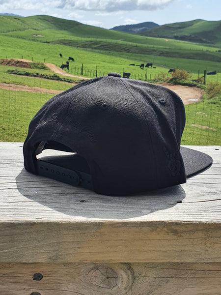 Snapback Caps - Black cap, Black Logos