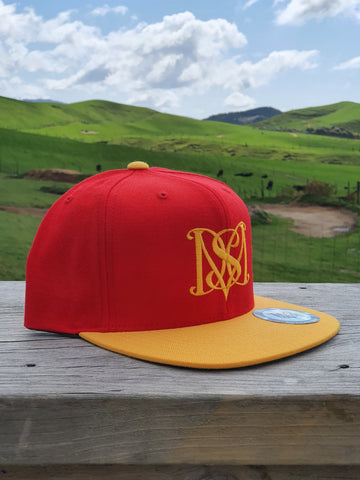Snapback Caps - Red Cap & Gold logos